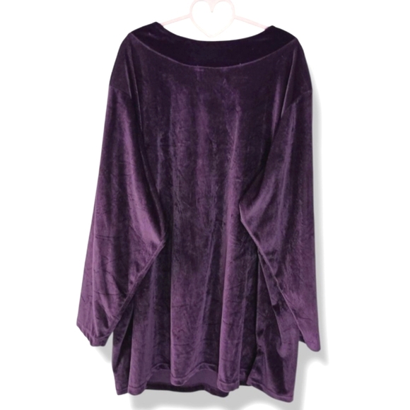 NWT WHITE STAG PLUS SIZE V-NECK VELOUR TUNIC TOP IN PURPLE 26W/28W 4X - Picture 4 of 6
